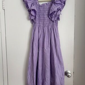 Banana Republic Purple Ruffled Midi Dress